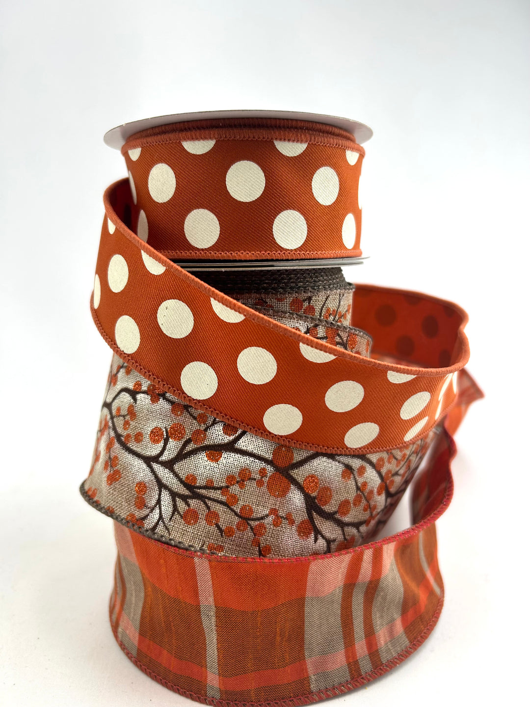 Berries and plaid bow bundle x 3 ribbons