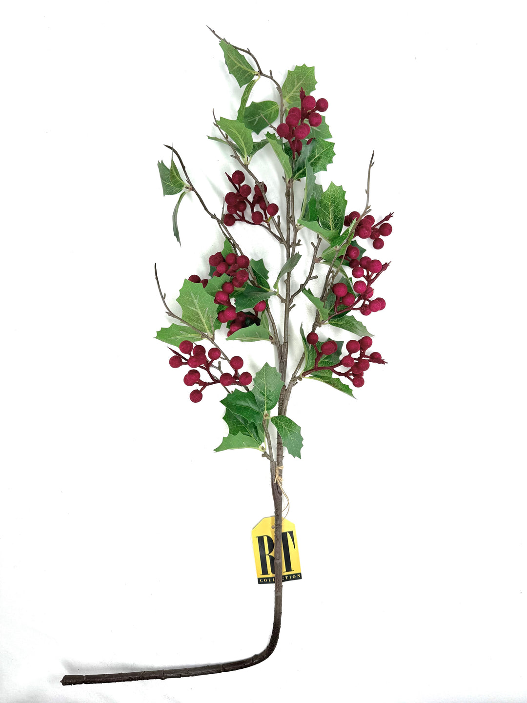 Holly Spray with Burgundy Flocked Berries