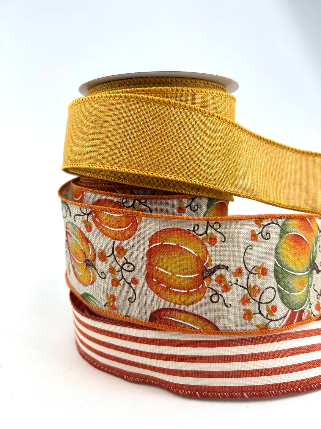 Mustard & Rust Pumpkins Bow Bundle x 3 Ribbons