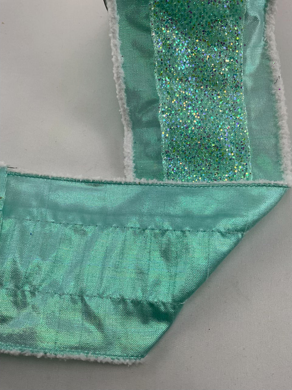 Mint green Glitter metallic wired ribbon, 4”