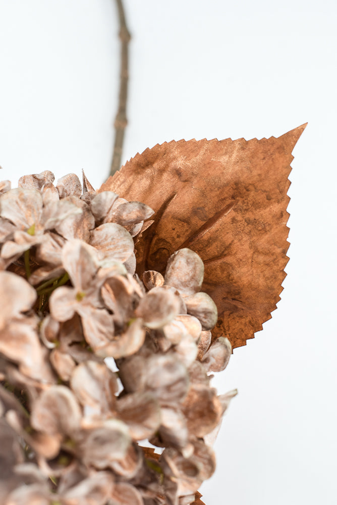 Artificial, Copper, Single Hydrangea Stem - 27"