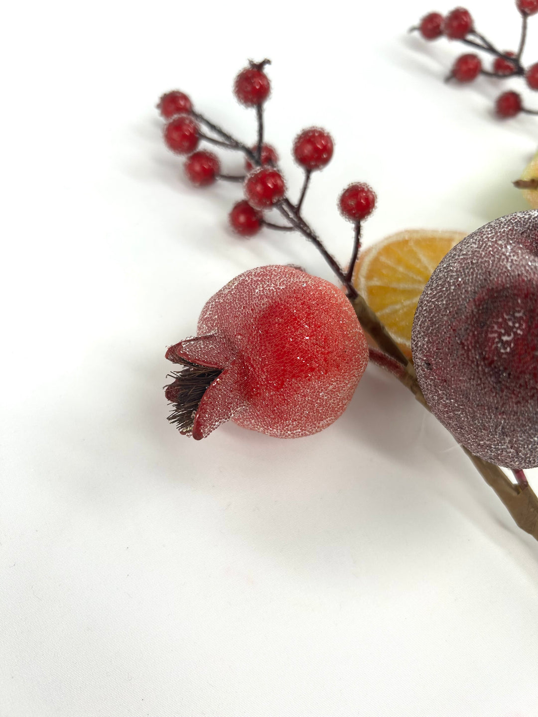 Artificial Red & Orange Pear, Apple, Berry & Orange Pick - 12" - SET of 2 assorted