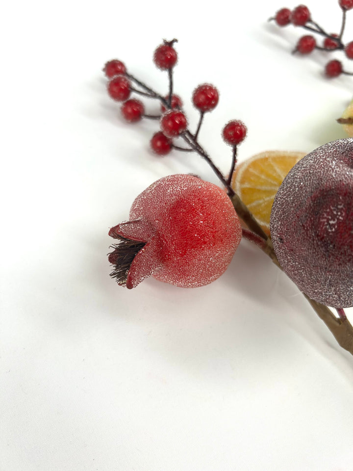 Artificial Red & Orange Pear, Apple, Berry & Orange Pick - 12" - SET of 2 assorted