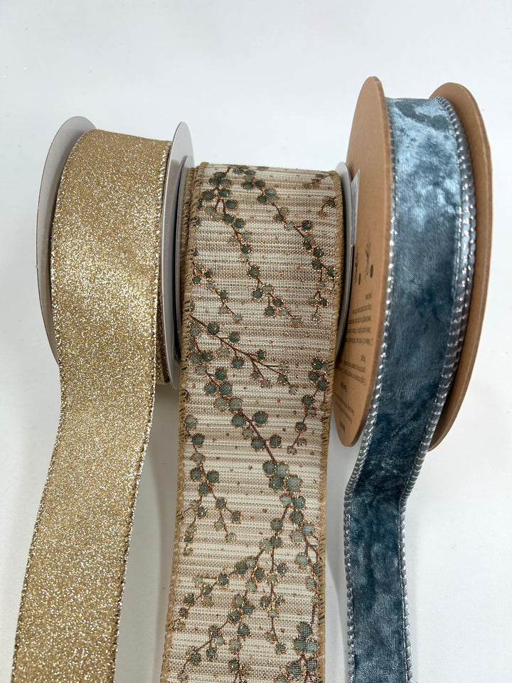Champagne And Dusty Blue Bow Bundle x 3