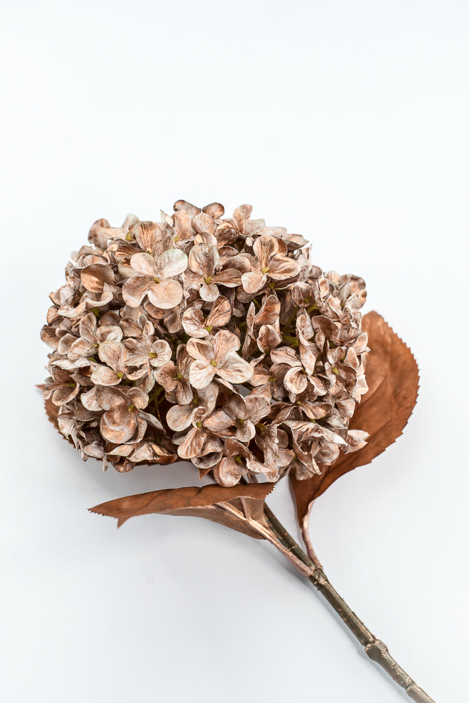 Artificial, Copper, Single Hydrangea Stem - 27"