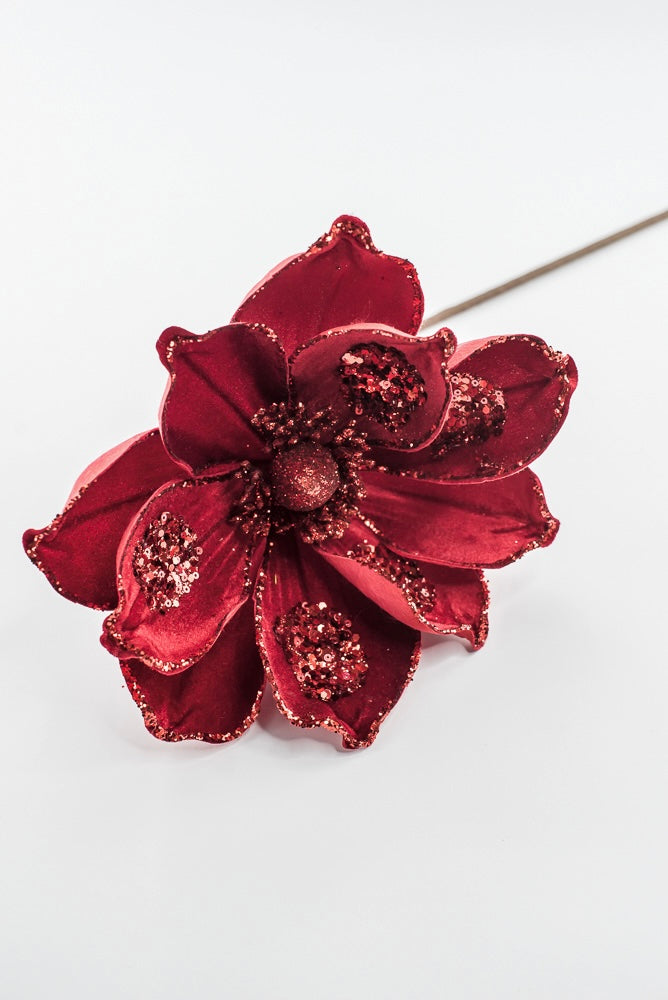 Artificial Red Magnolia Stem - 21"