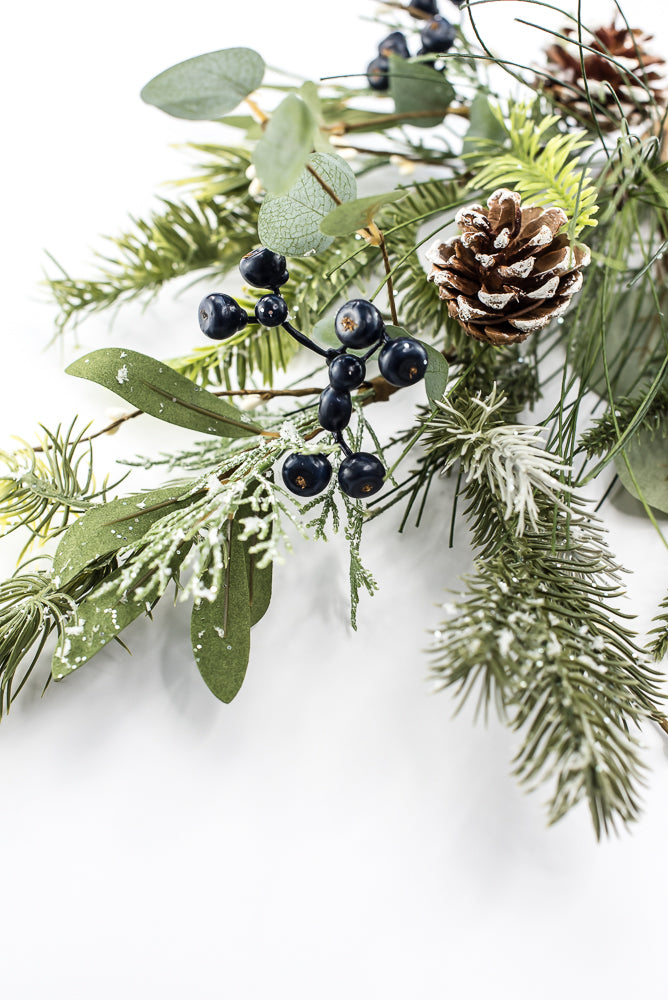 Artificial Frosted Pine Eucalyptus Pinecone & Blueberry Spray - 32"