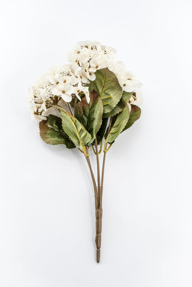 Artificial, Ivory, Hydrangea Bush - 17"