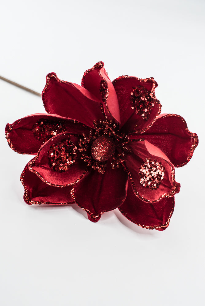 Artificial Red Magnolia Stem - 21"