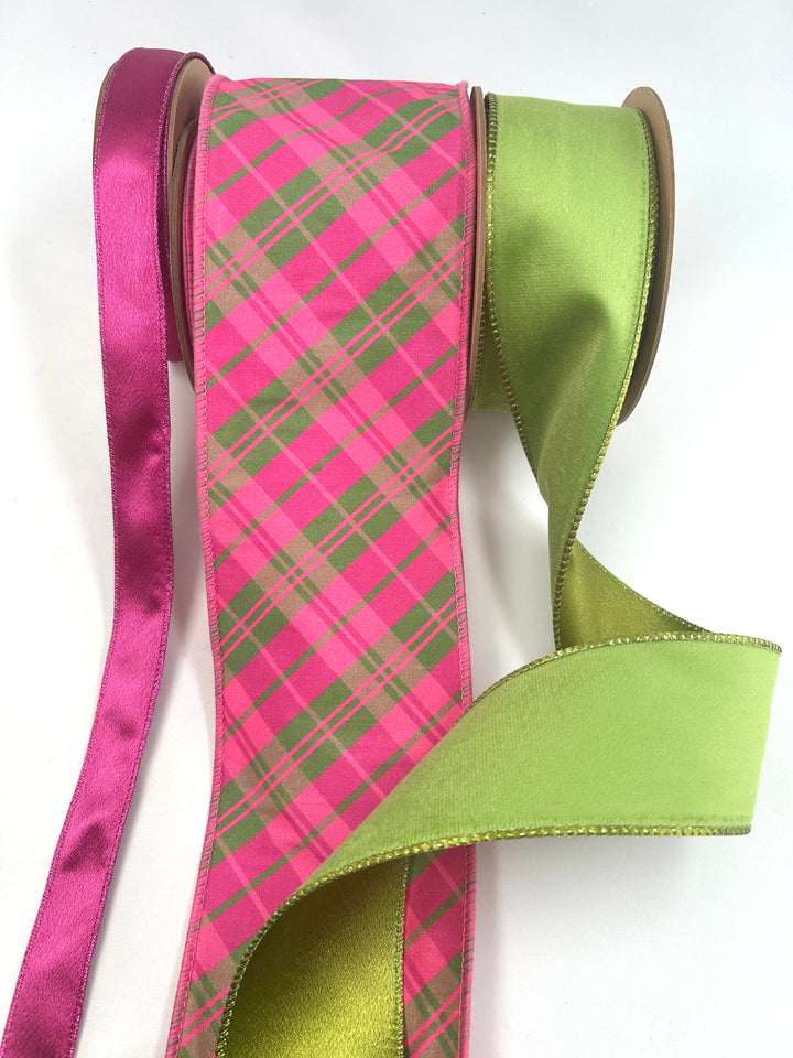 Fall And Holiday Pink Bow Bundle x 3 Wired Ribbons