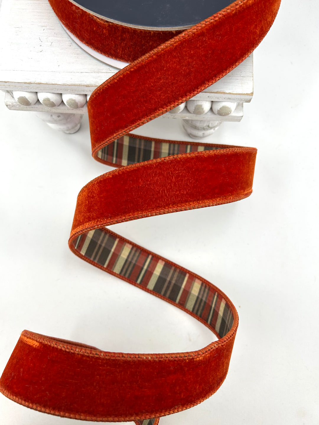 Farrisilk Cinnamon Multi Plaid Plush Double Sided Wired Ribbon - 1.5"