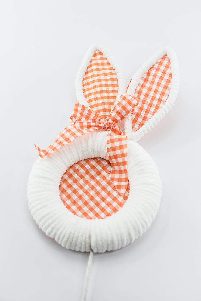 Orange Gingham Easter Bunny Head Stem - 25"