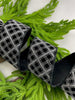 Black and silver glittered plaid wired ribbon 2.5”