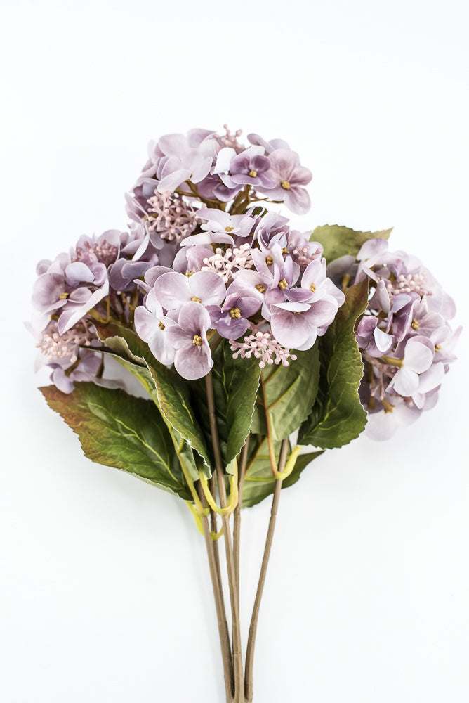 Artificial, Smoke Lavender, Hydrangea Bush - 17"