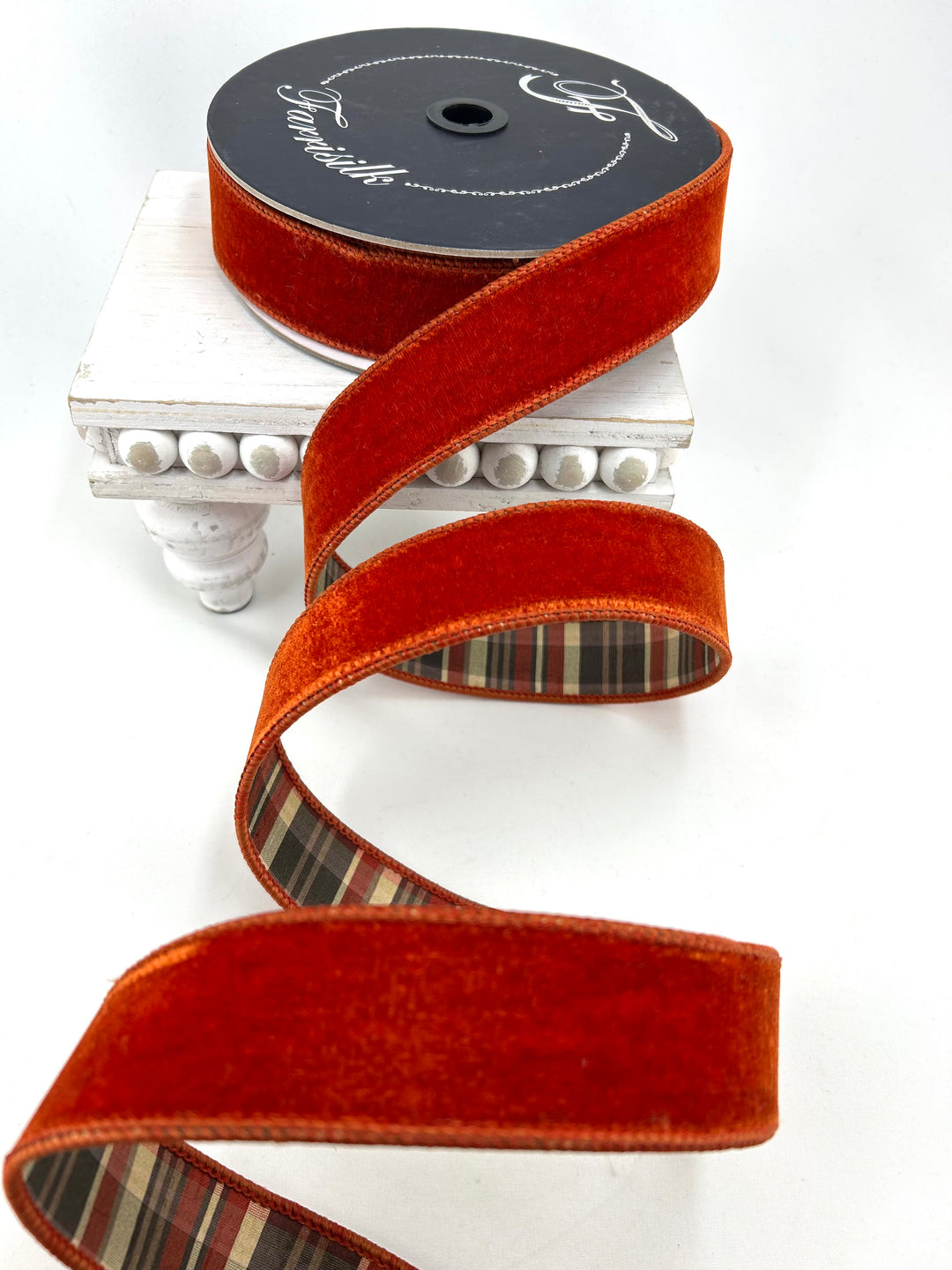 Farrisilk Cinnamon Multi Plaid Plush Double Sided Wired Ribbon - 1.5"