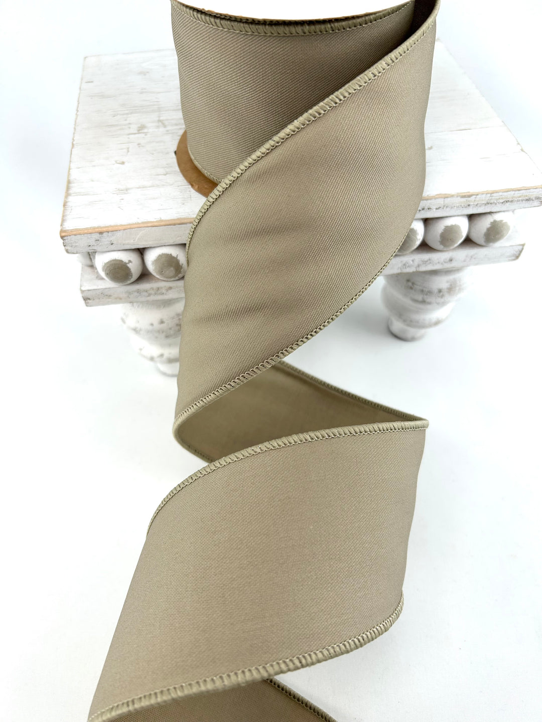 Natural Tan Poly Cotton Wired Ribbon 2.5”