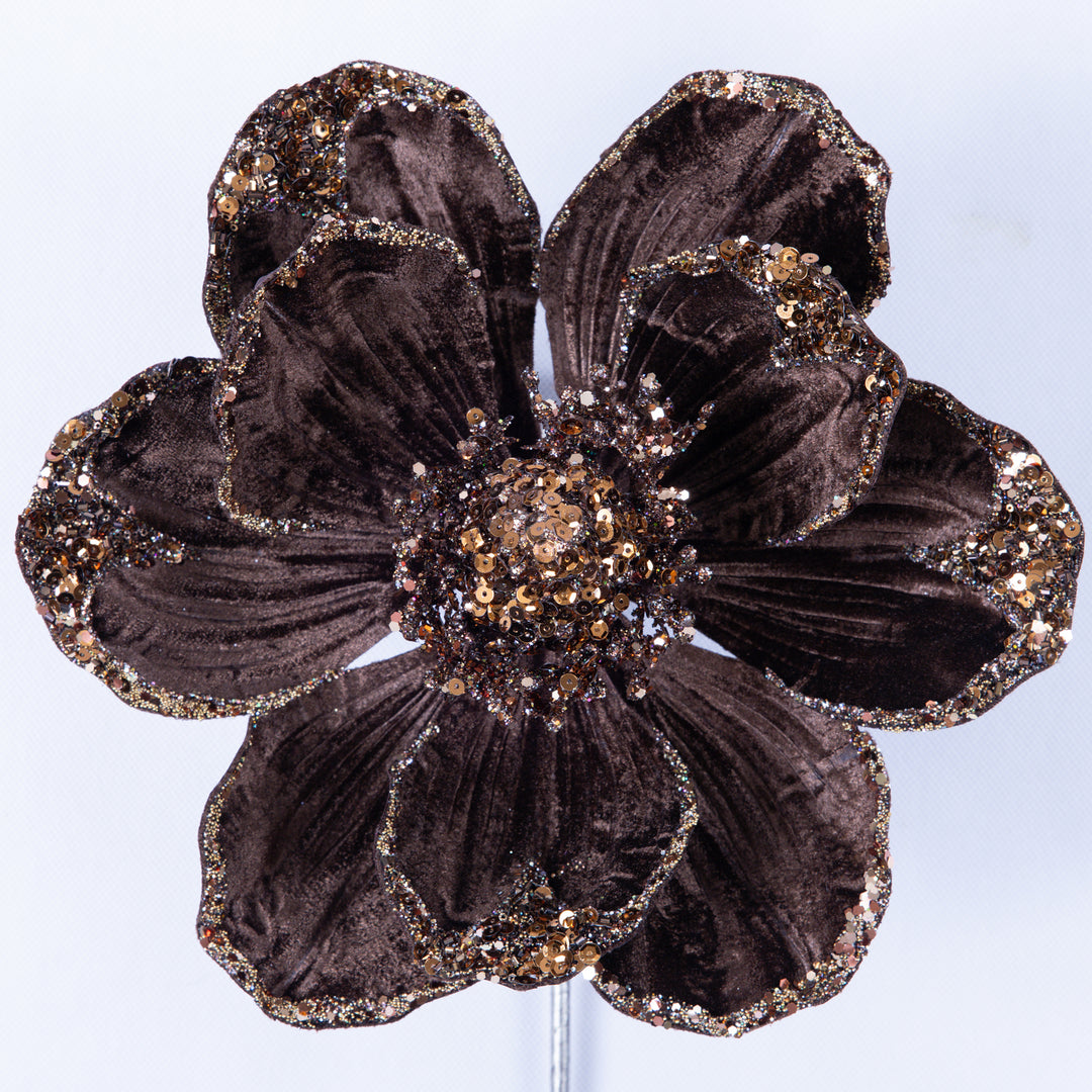 Farrisilk Artificial Chocolate Victorian Magnolia Stem - 8"