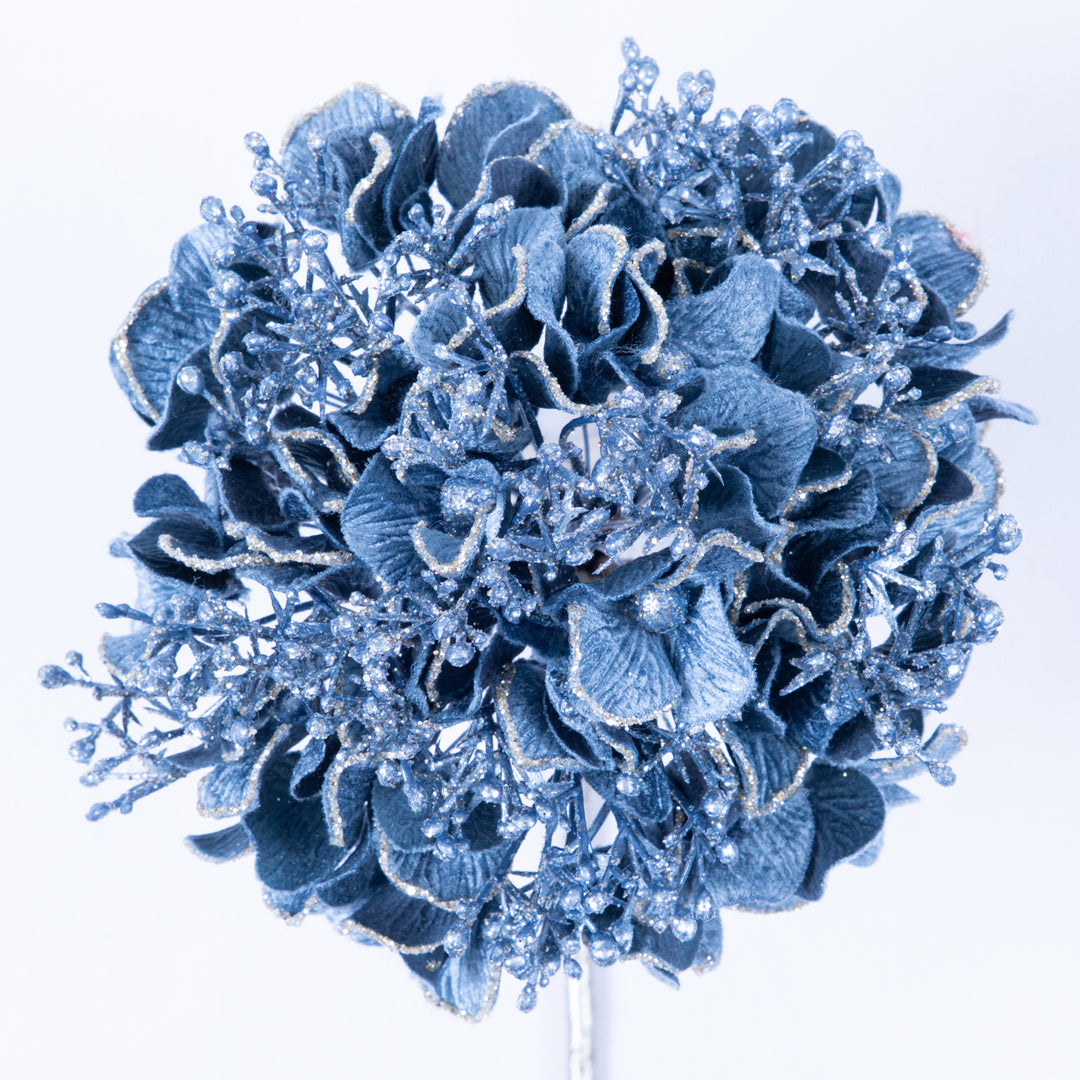 Farrisilk Artificial Steel Blue Hydrangea Stem - 6"