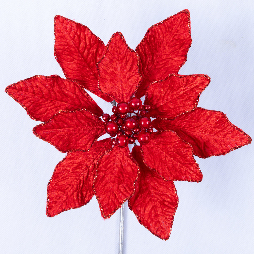Farrisilk Artificial Red Berry Poinsettia - 9"