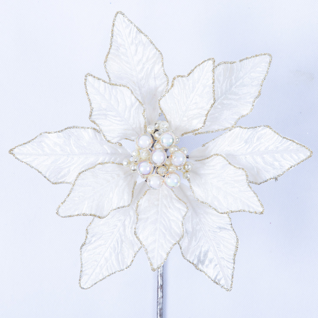 Farrisilk Artificial Ivory Berry Poinsettia - 9"