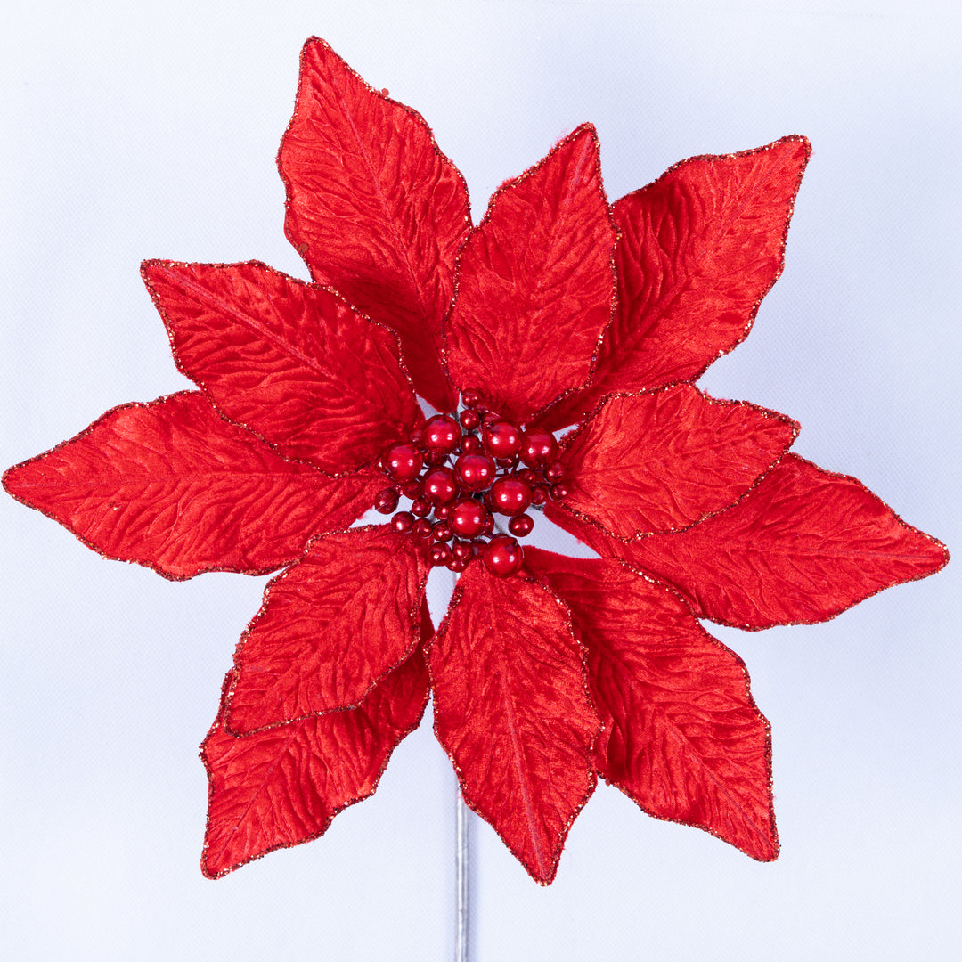 Farrisilk Artificial Red Berry Poinsettia - 12"