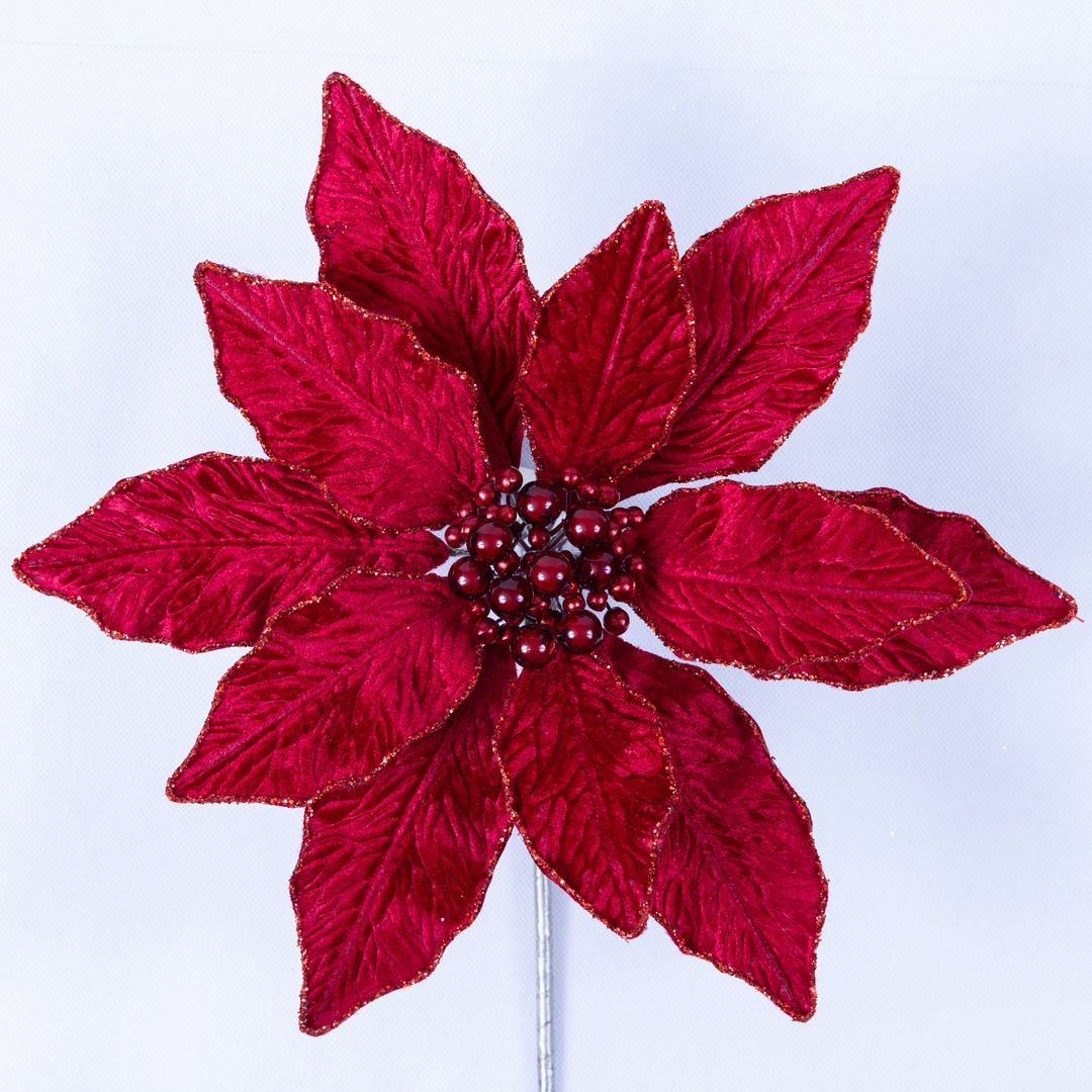 Farrisilk Artificial Ruby Berry Poinsettia - 12"