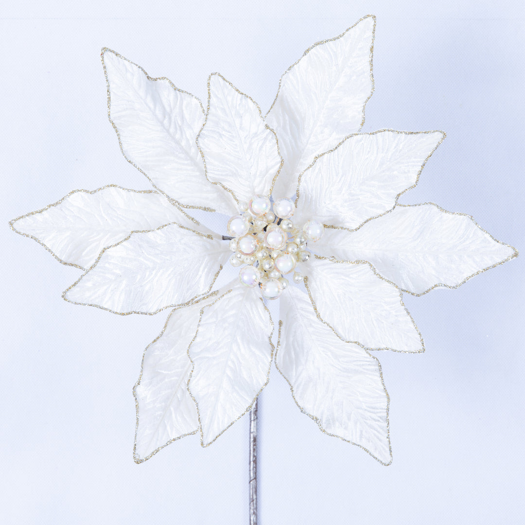 Farrisilk Artificial Ivory Berry Poinsettia - 12"