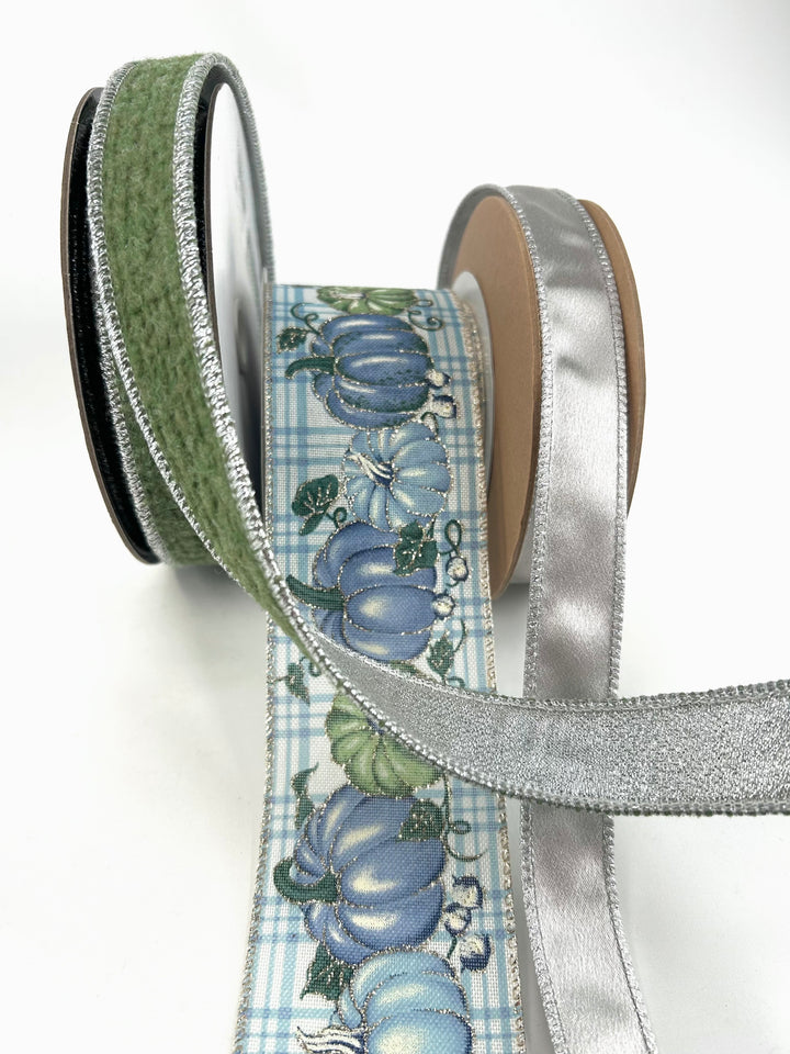 Fall Blue Pumpkin Bow Bundle x 3 Ribbons