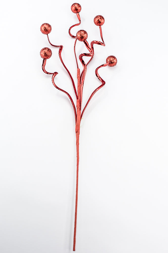 Artificial Red Ball Spring Spray - 25"