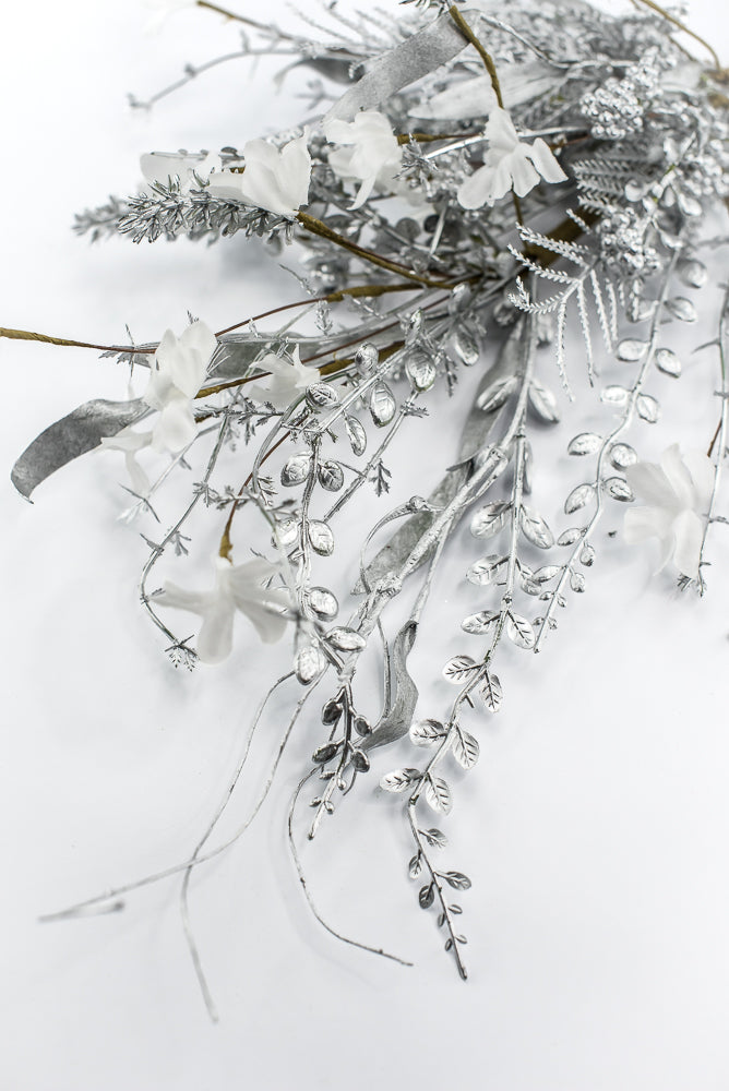 Christmas Fern and berry spray - silver 63526