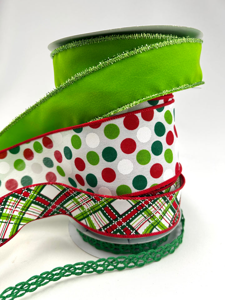 Christmas Red & Green Bow Bundle x 4 Wired Ribbons