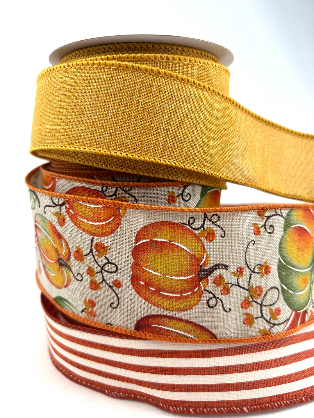 Mustard & Rust Pumpkins Bow Bundle x 3 Ribbons
