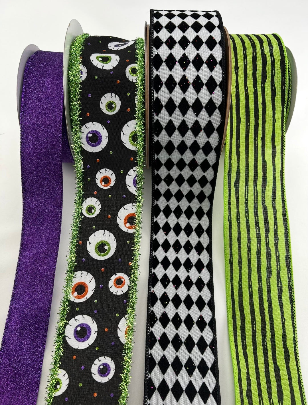 DIY bow bundle - Diamond eyeballs Halloween x 4 ribbons