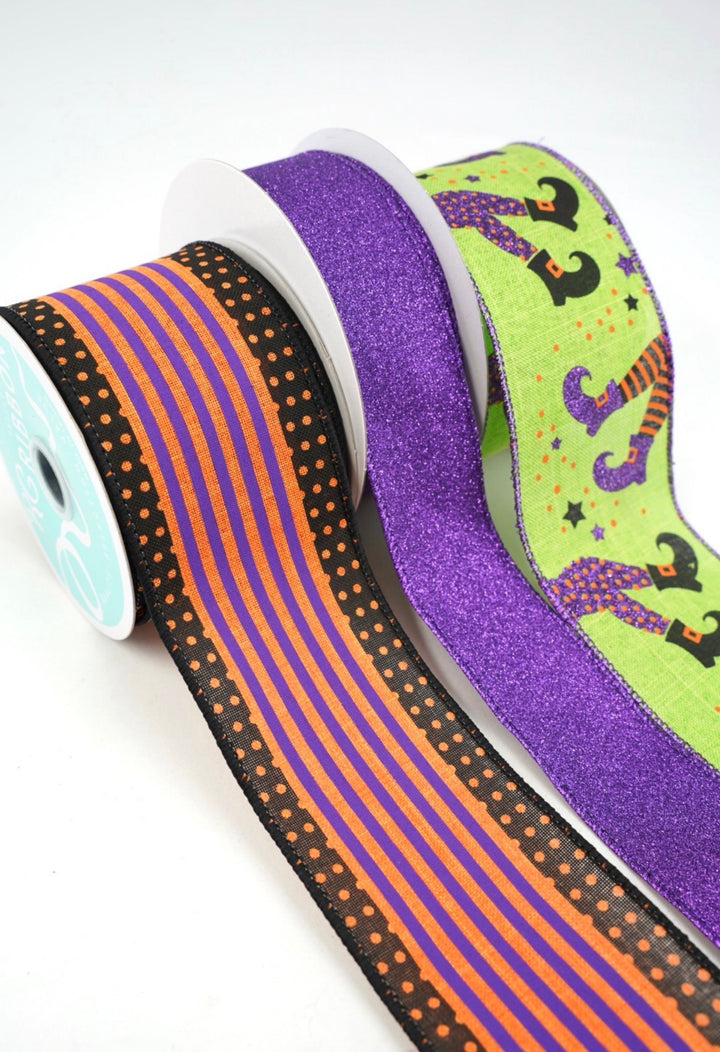 DIY ribbon bow bundle - Green Witch Halloween x 3 ribbons