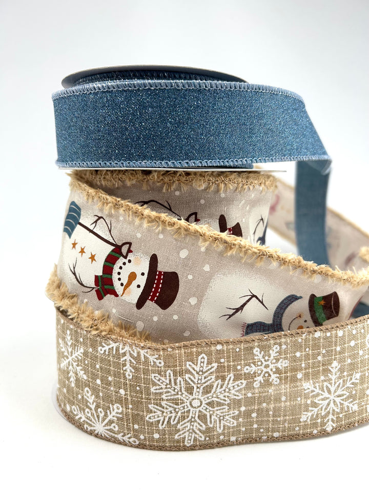 Natural Snowman Bow Bundle x 3 ribbons