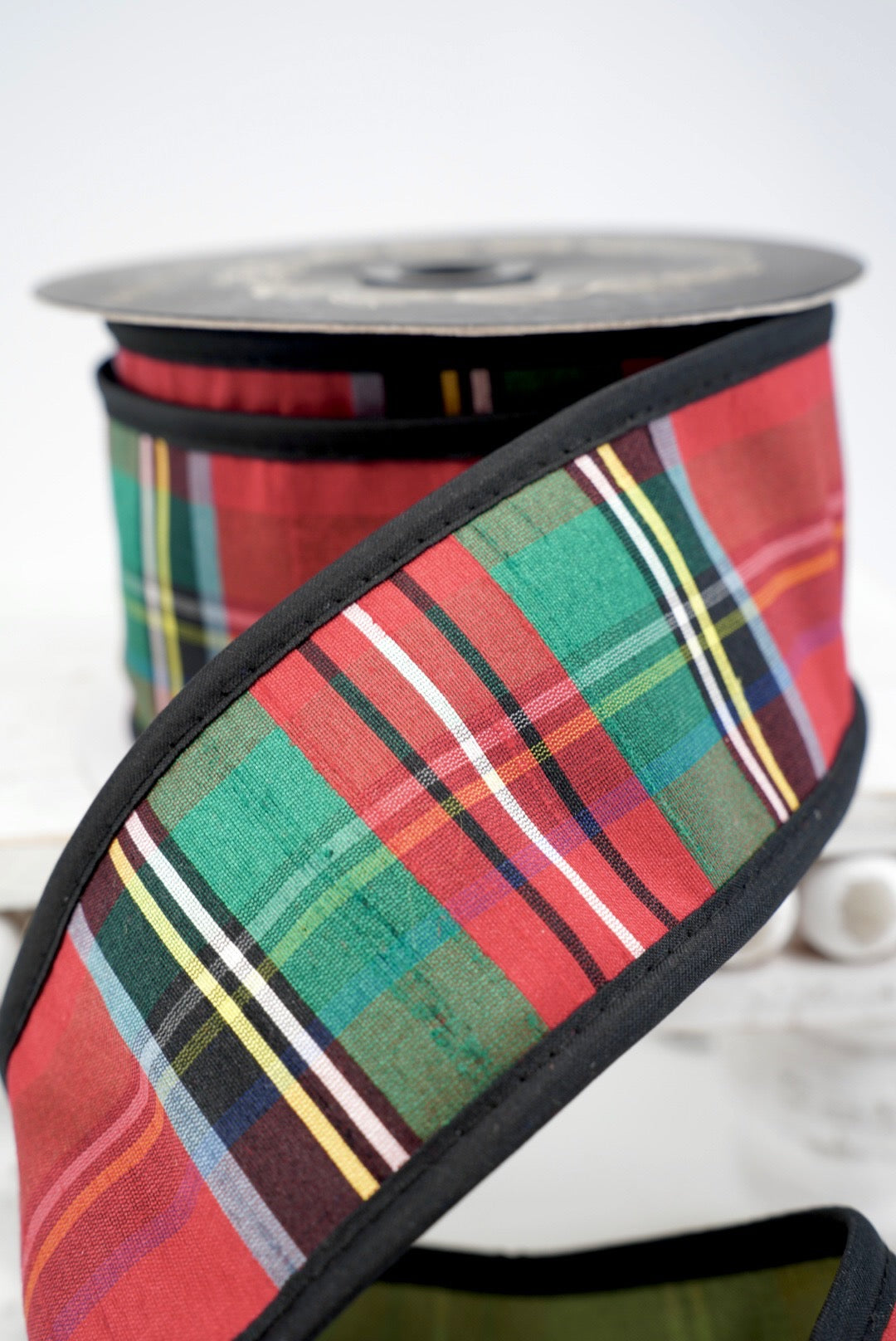 John Mark, Royal Stewart Plaid Dupion Wired Ribbon - 2.5"