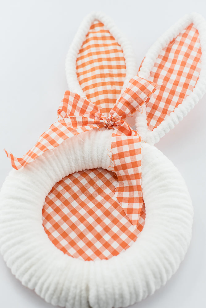Orange Gingham Easter Bunny Head Stem - 25"