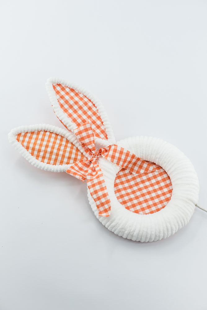 Orange Gingham Easter Bunny Head Stem - 25"