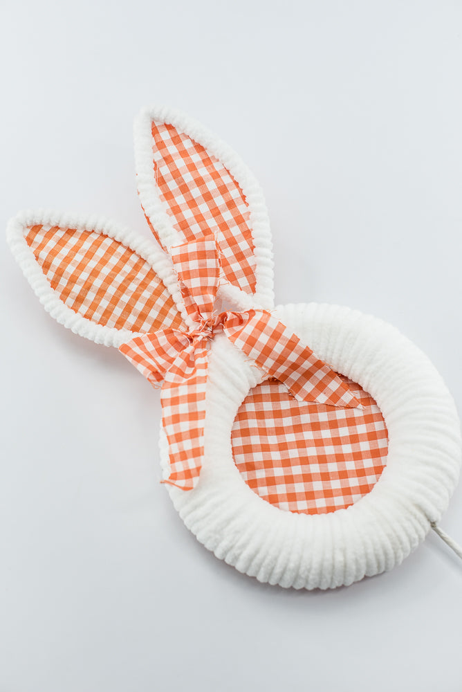 Orange Gingham Easter Bunny Head Stem - 25"