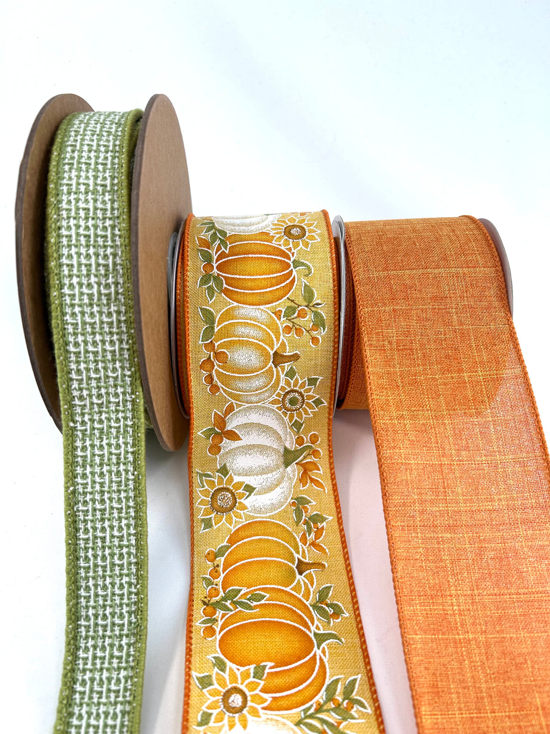 Green And Talisman Pumpkin Bow Bundle x 3 Ribbons