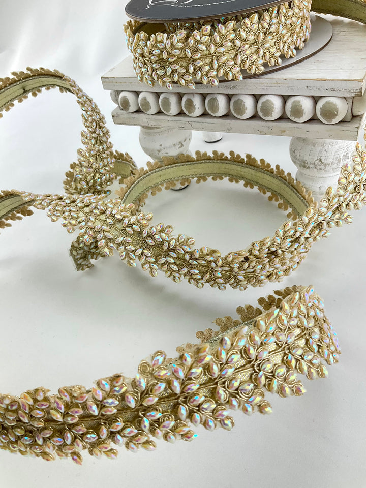 Iridescent Sparkling Jewels Farrisilk Wired Ribbon - 1"