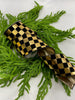 Gold and black check wired ribbon 4”