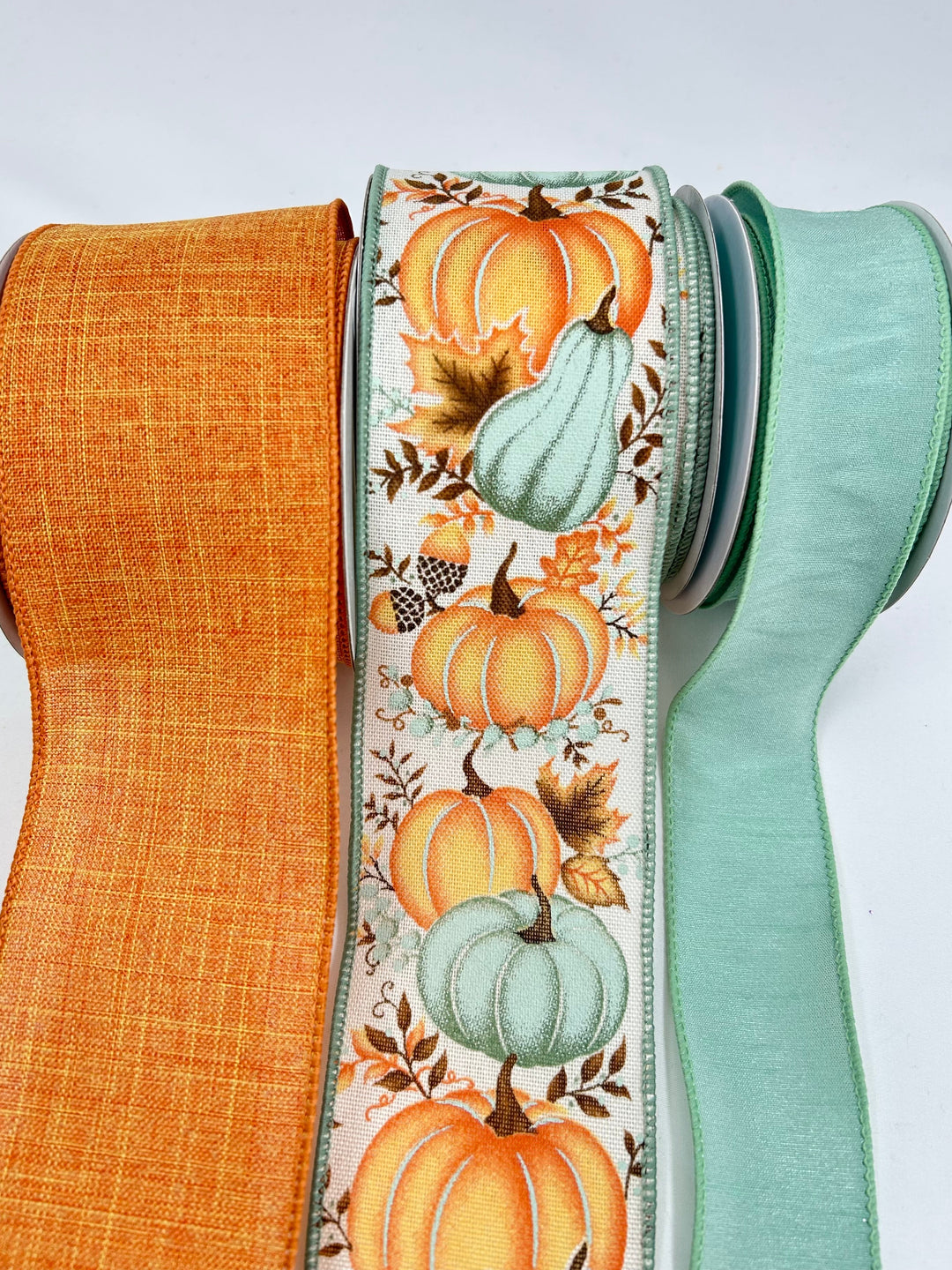 Minty Green Pumpkin Bow Bundle x 3 Ribbons