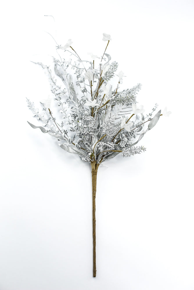 Christmas Fern and berry spray - silver 63526