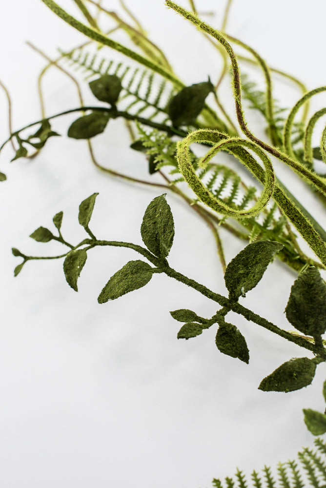 Artificial Mossy Twigs And Leaves Spray