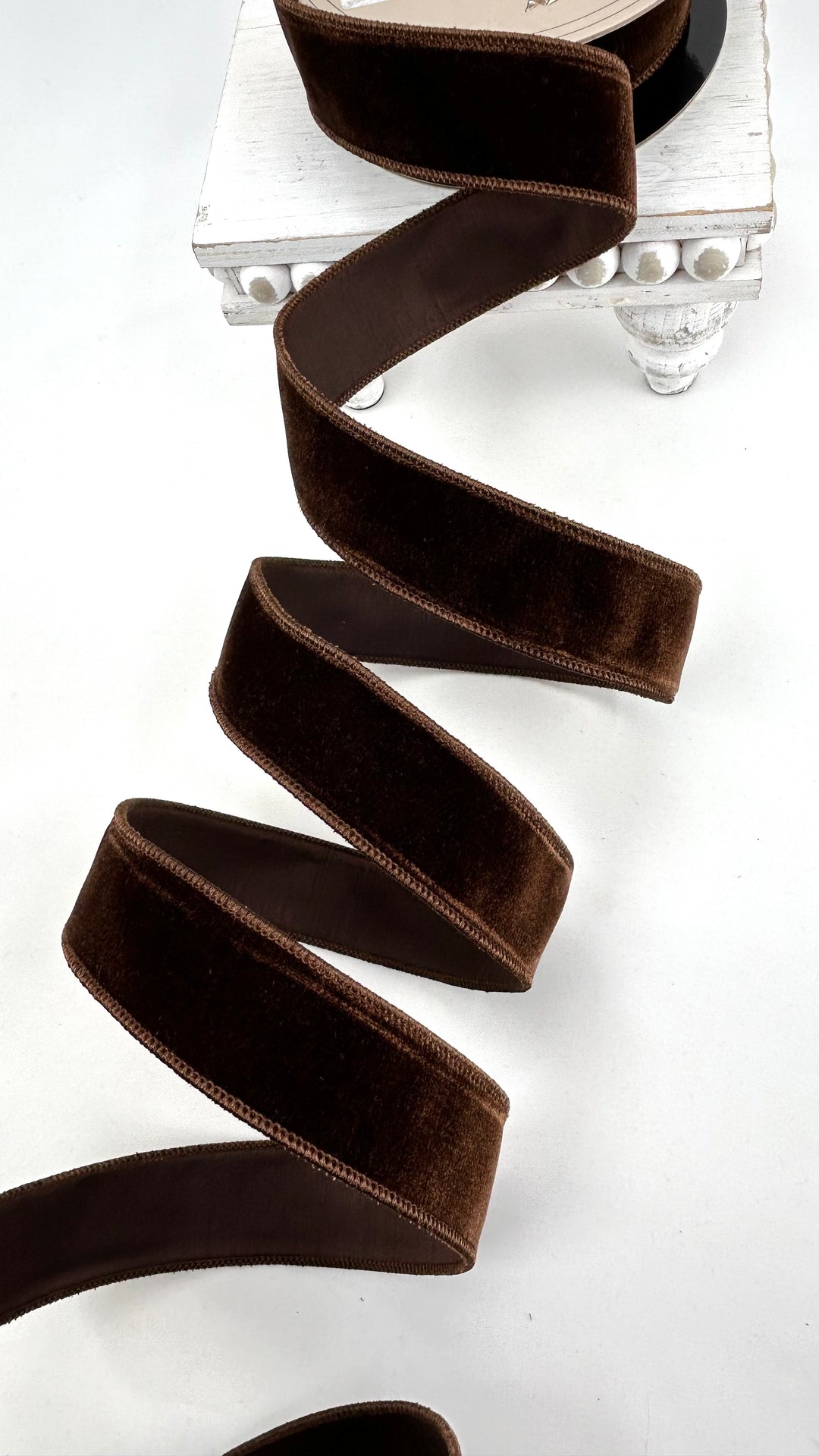 D Stevens, Brown, Velvet Wired Ribbon 1.5”