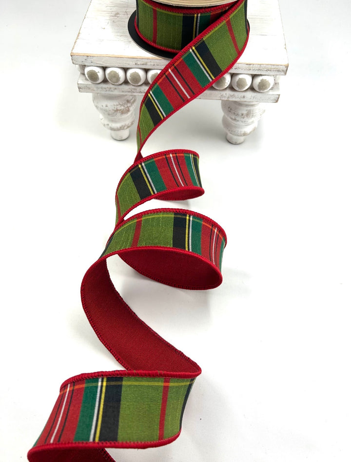 D Stevens Holiday Tartan Plaid Wired Ribbon 1.5”