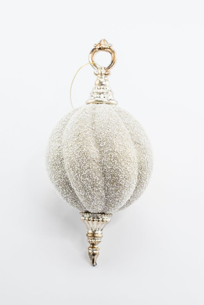 Champagne Snow Ball Finial Ornament - 7.5"
