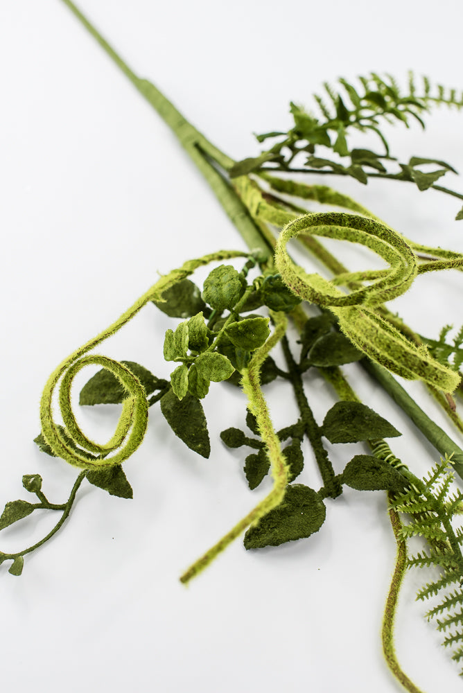 Artificial Mossy Twigs And Leaves Spray