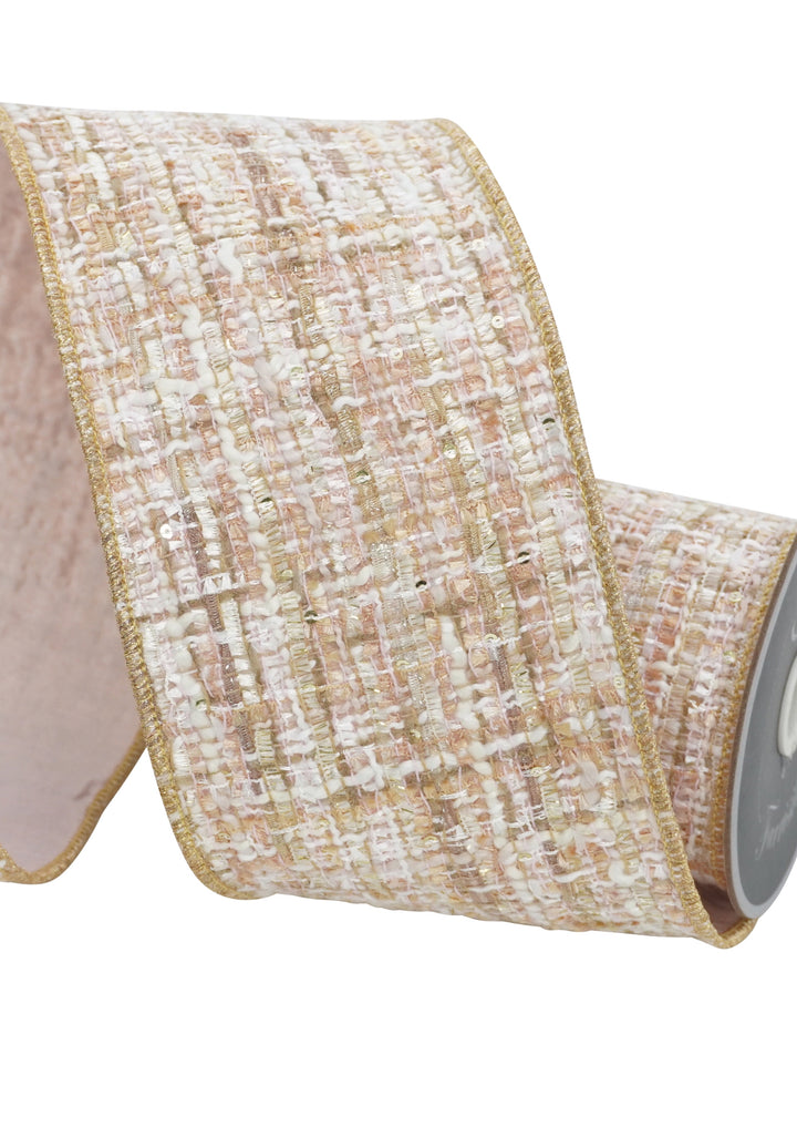 Farrisilk, sweetheart tweed wired ribbon 4”